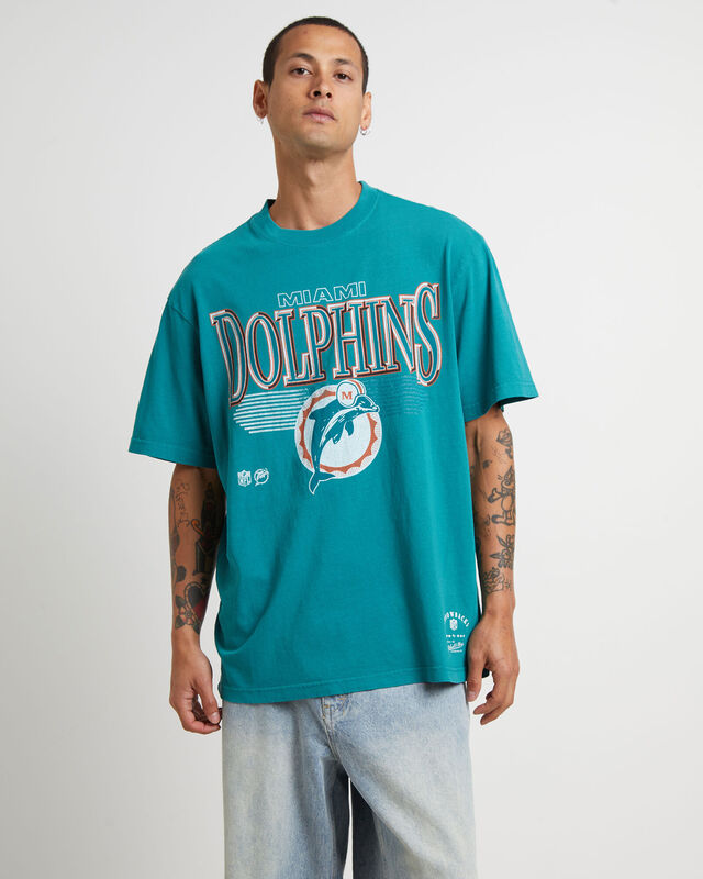 Underscore Dolphins Short Sleeve T-Shirt in Aqua, hi-res image number null