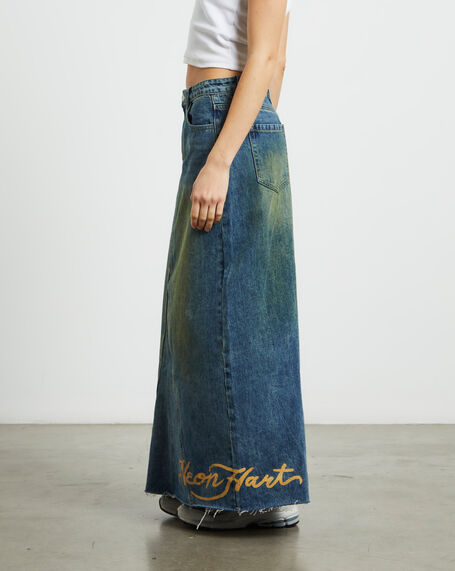 Tatiana Midi Denim Skirt in Vintage Tint Blue