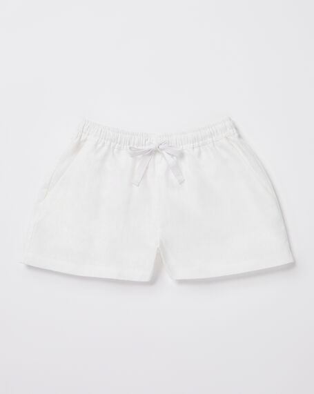 Teen Girls Tide Linen Shorts in White