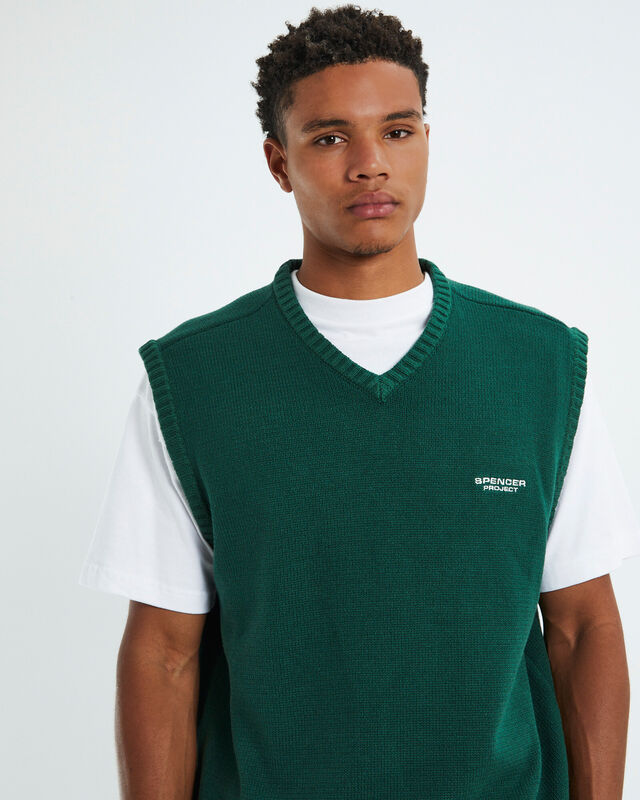 Cable Knit Vest Emerald Green, hi-res image number null