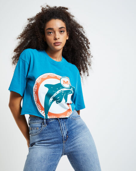 HWC Miami Dolphins Vintage Crop T-Shirt Faded Teal