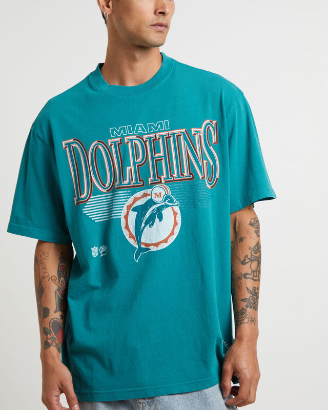 Underscore Dolphins Short Sleeve T-Shirt in Aqua, hi-res image number null