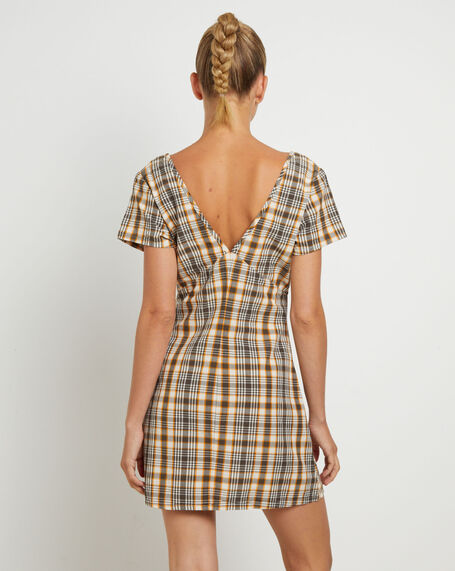 Check Out Recycled Tea Mini Dress in Moonbeam Check