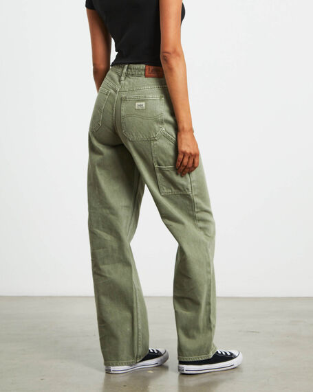 90s Mid Rise Baggy Jeans in Organic Green
