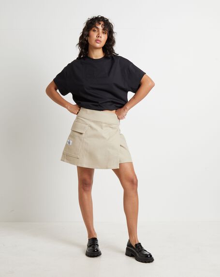 Flannel Wrap Mini Skirt in Plaza Taupe
