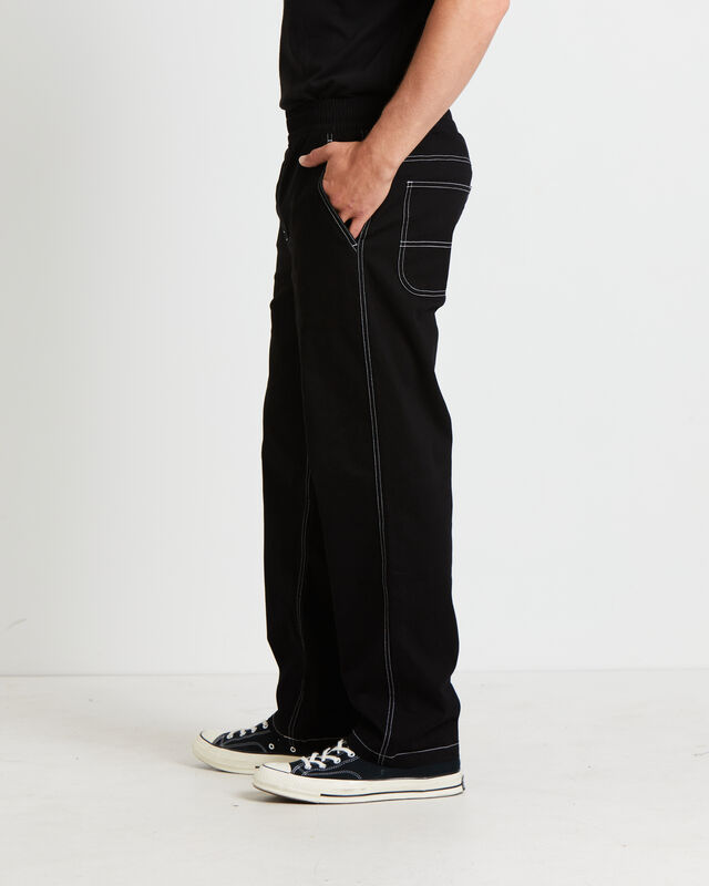 Contrast Stitch Carpenter Pants in Black, hi-res image number null