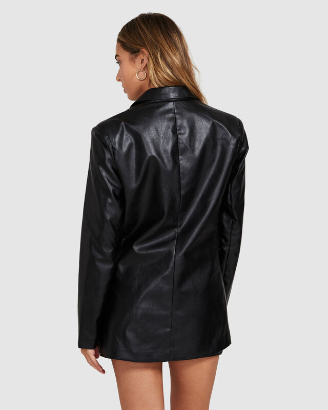 Elodie Leather Look Blazer Black, hi-res image number null