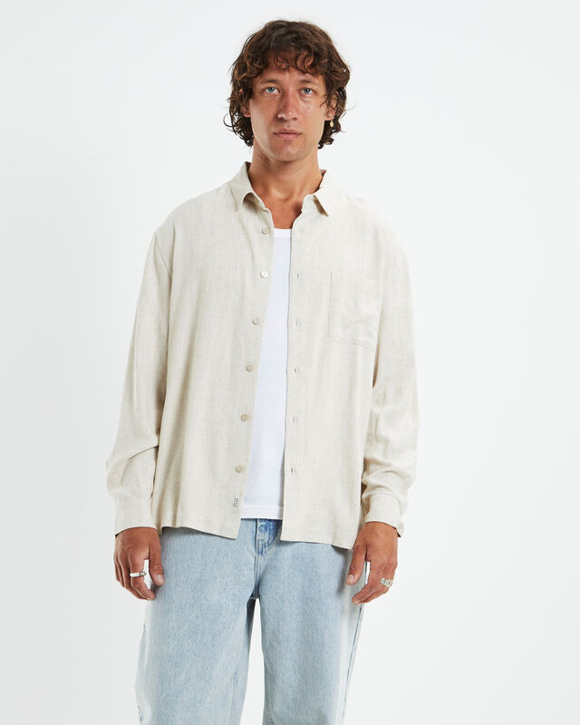 Harrison Linen Long Sleeve Shirt Natural, hi-res image number null