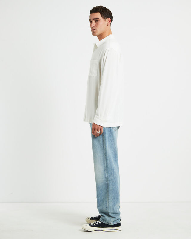 Harrison Linen Long Sleeve Shirt in White, hi-res image number null