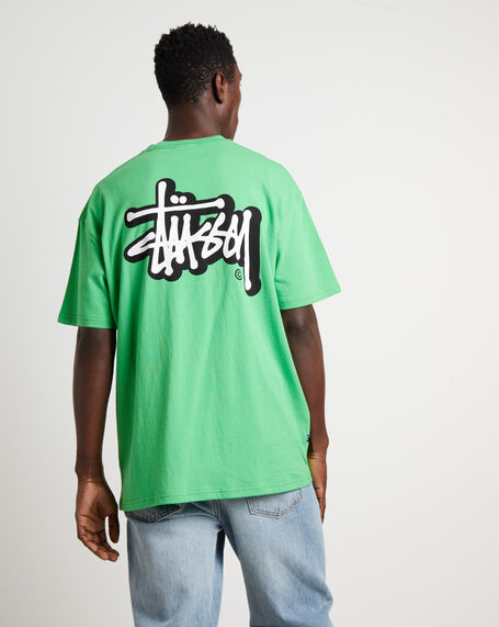 Solid Offset Graffiti Short Sleeve T-Shirt in Apple Green