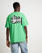 Solid Offset Graffiti Short Sleeve T-Shirt in Apple Green