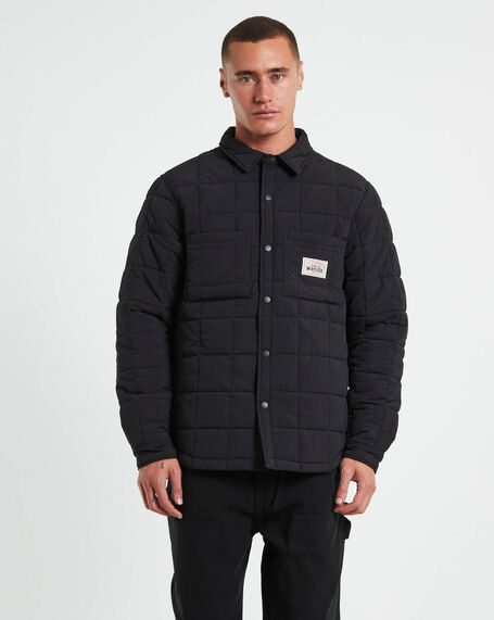 Quilted Fatigue Long Sleeve Shirt in Black