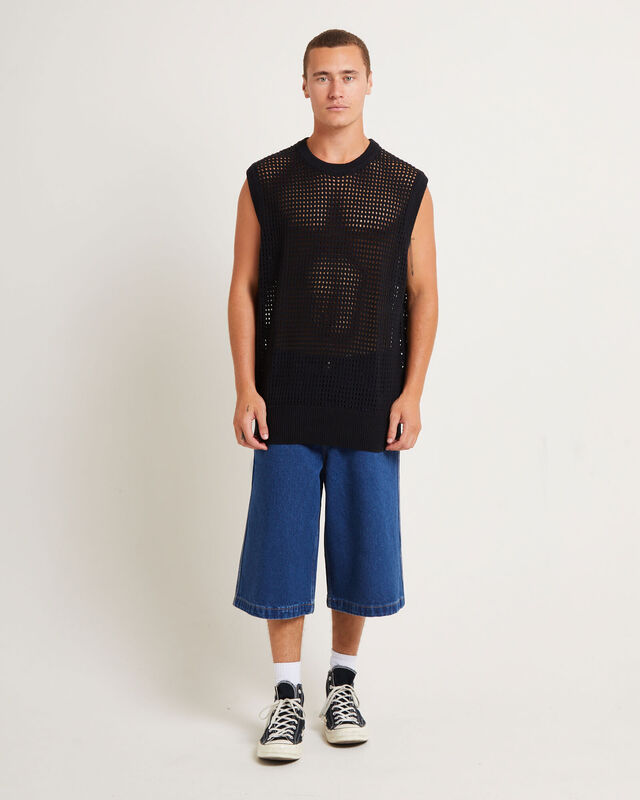 Lydo Net Knit Vest in Black, hi-res image number null