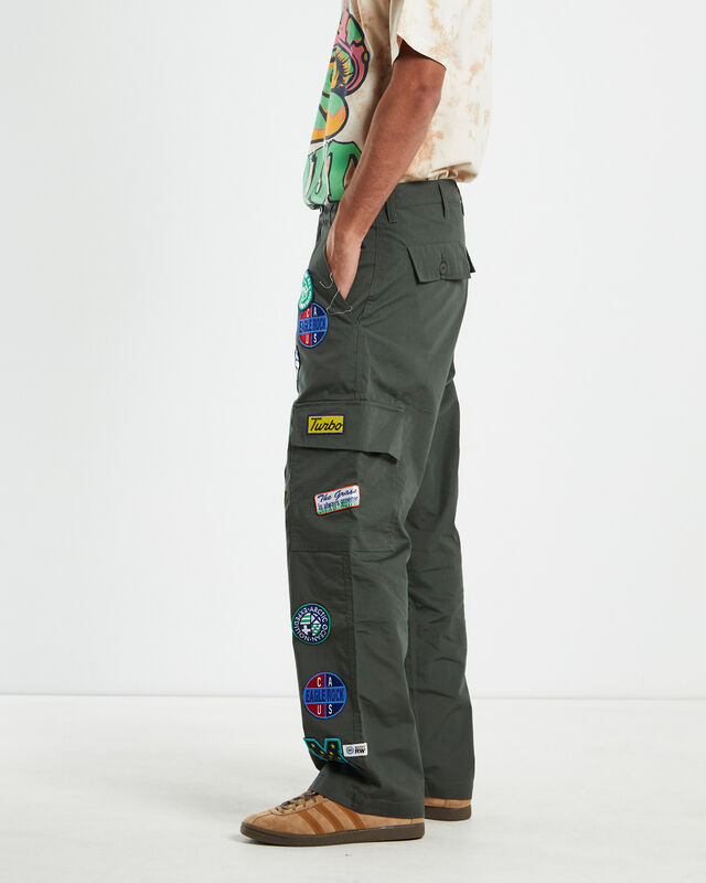 RW Market Patch Cargo Pants Khaki Green, hi-res image number null