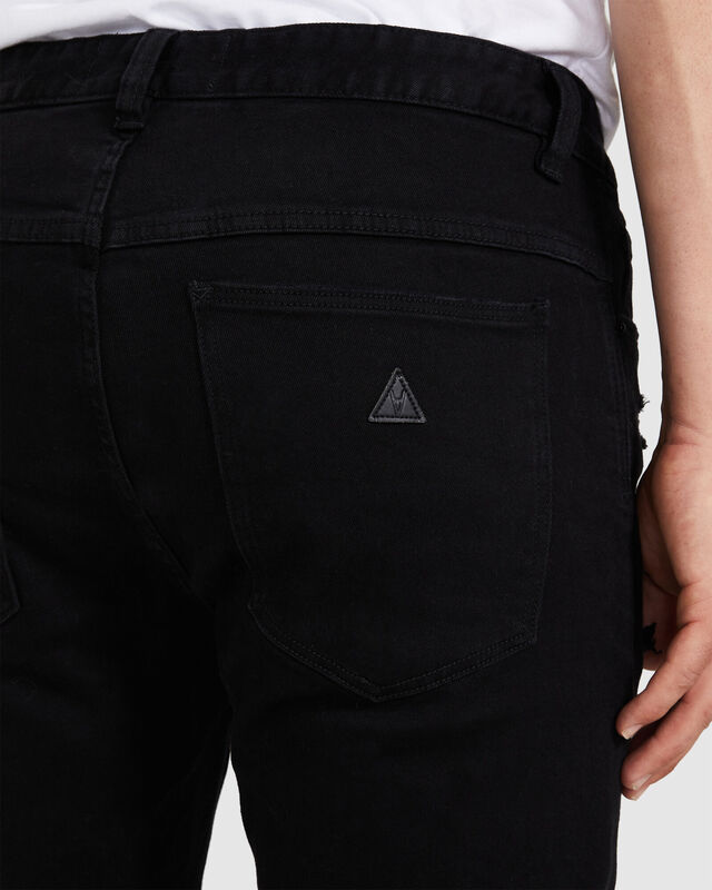 A Dropped Slim Turn Up Jeans Rogue Black, hi-res image number null