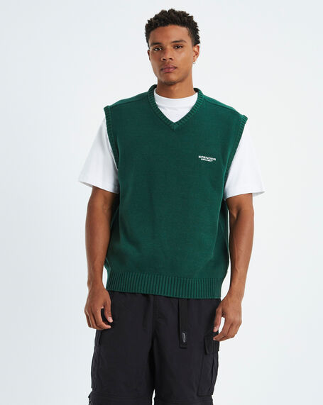Cable Knit Vest Emerald Green