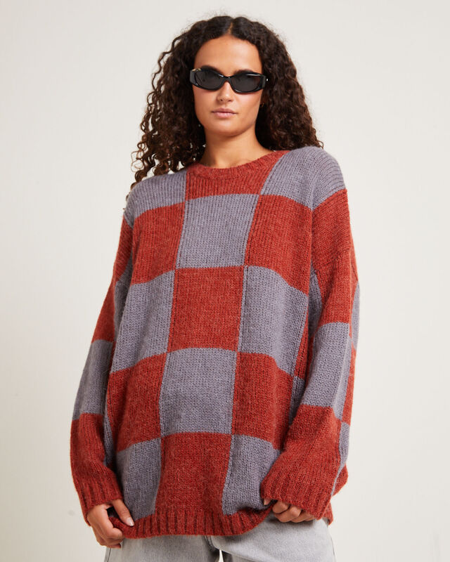 Stussy Check Oversized Knit Red, hi-res image number null