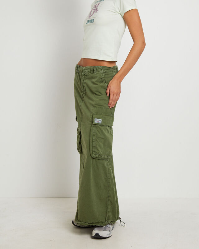 BDG Marta Multi Pocket Maxi Skirt in Khaki, hi-res image number null