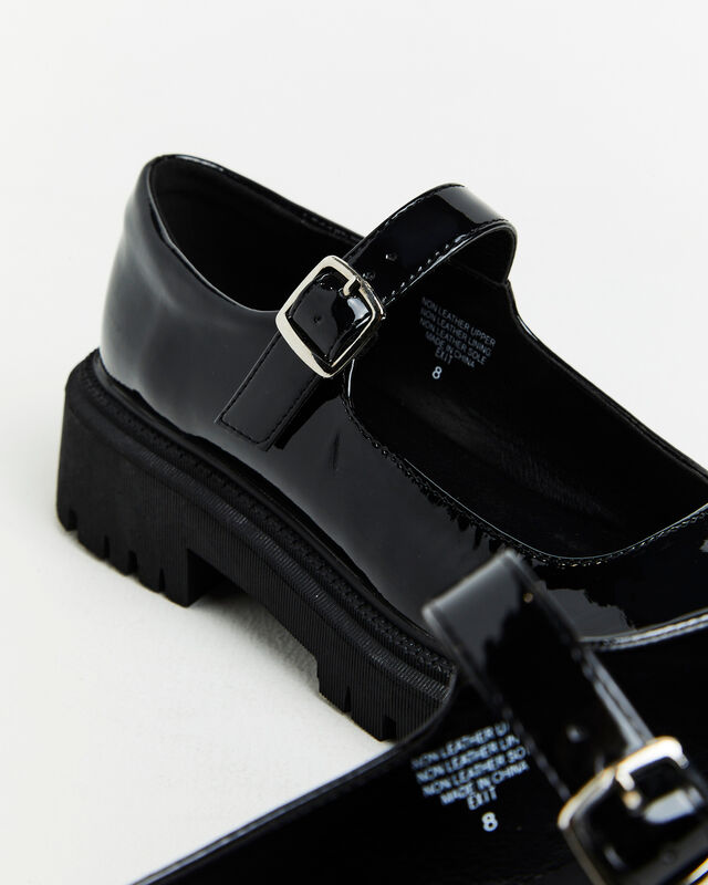 Exit Patent PU Mary Jane Loafers in Black, hi-res image number null