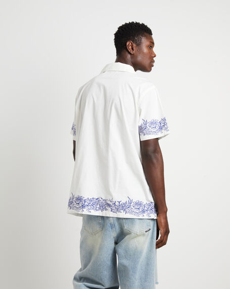 Precious Cosmos Short Sleeve Shirt in Washed White