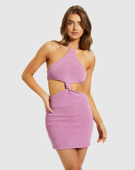 Jayla Knot Front Knit Dress Pink