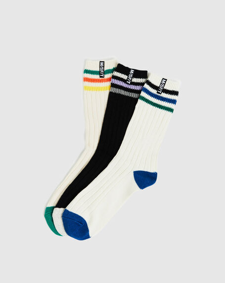 Organic Mix Stripe Socks 3 Pack Multi