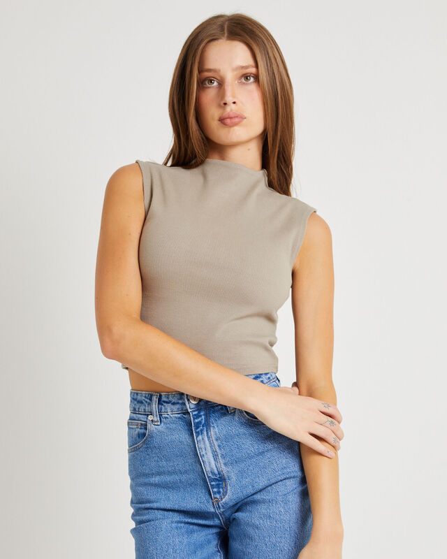 Heather Icon Mock Neck Top Dusty Olive, hi-res image number null
