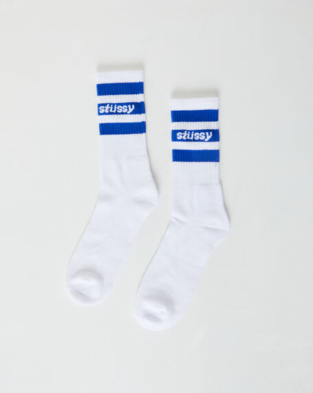 Mens Italic Stripe Socks 3 Pack in White Multi