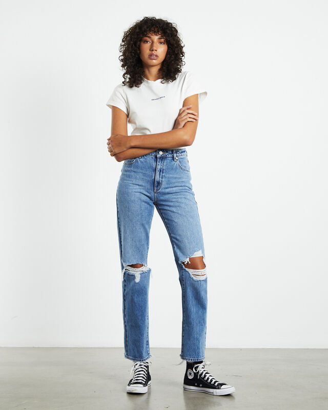 A 94 High Straight Jeans Louise Rip Blue, hi-res image number null