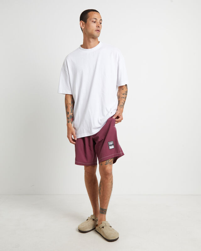 Swans Baggy Trunk Boardshorts in Crimson, hi-res image number null