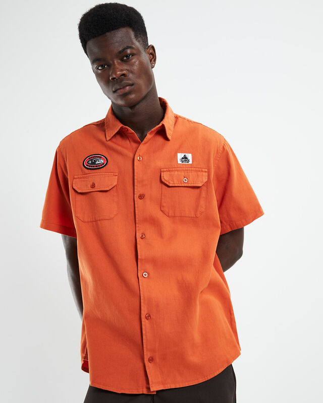 Patches Short Sleeve Work Shirt Rust Orange, hi-res image number null
