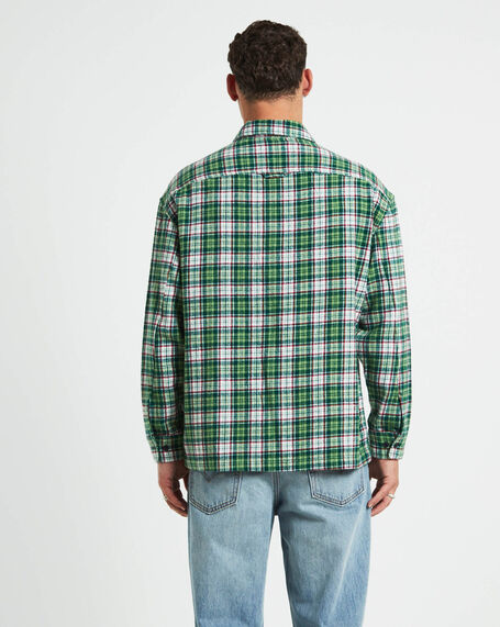 Portland Long Sleeve Flanno Shirt in Teal Green