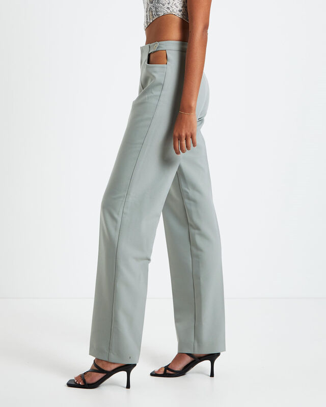 Lori Cut Out Tailored Pants Green, hi-res image number null