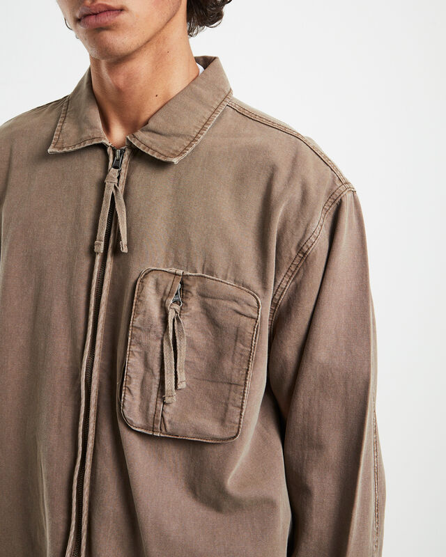 Drill Shacket in Taupe Brown, hi-res image number null