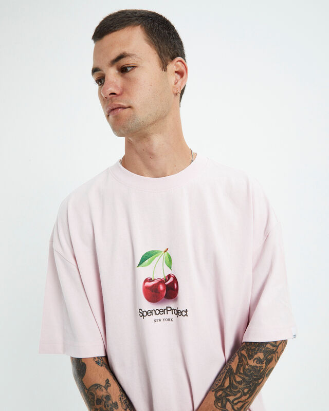 Cherries Short Sleeve T-Shirt Pink, hi-res image number null