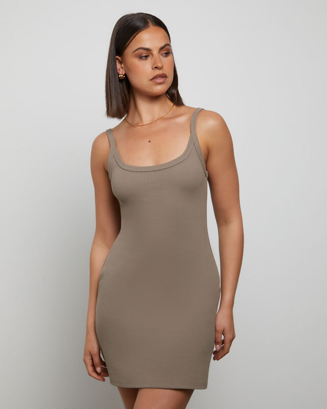 Easy A-Line Mini Dress in Brown, hi-res image number null
