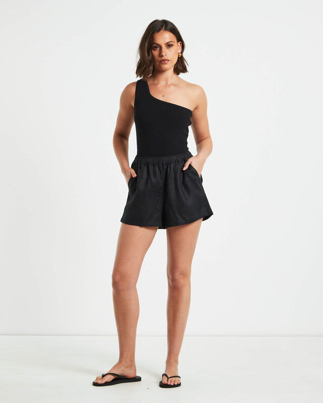 Tide Linen Shorts in Black, hi-res image number null
