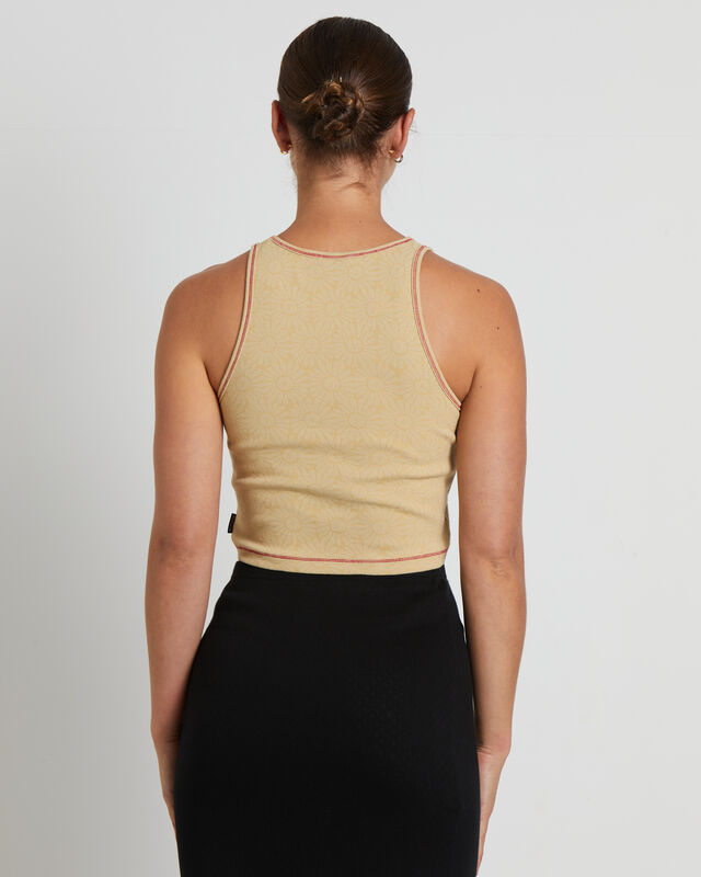 Dandy Pearly Recycled Rib Cropped Singlet in Camel, hi-res image number null