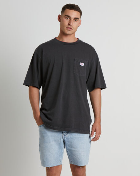 Double Rib Pocket Short Sleeve T-Shirt in Vintage Black