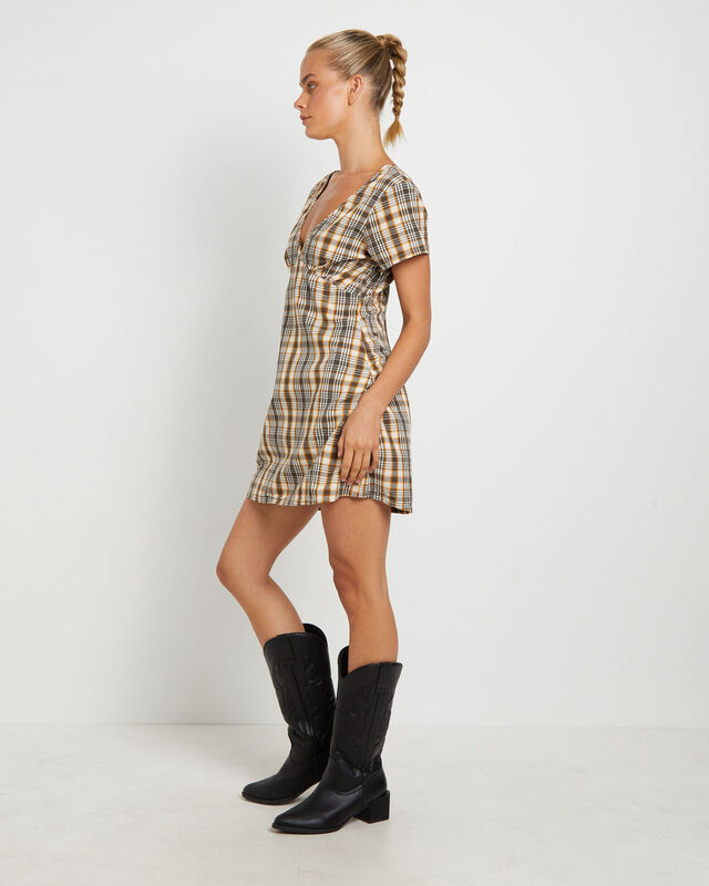 Check Out Recycled Tea Mini Dress in Moonbeam Check, hi-res image number null